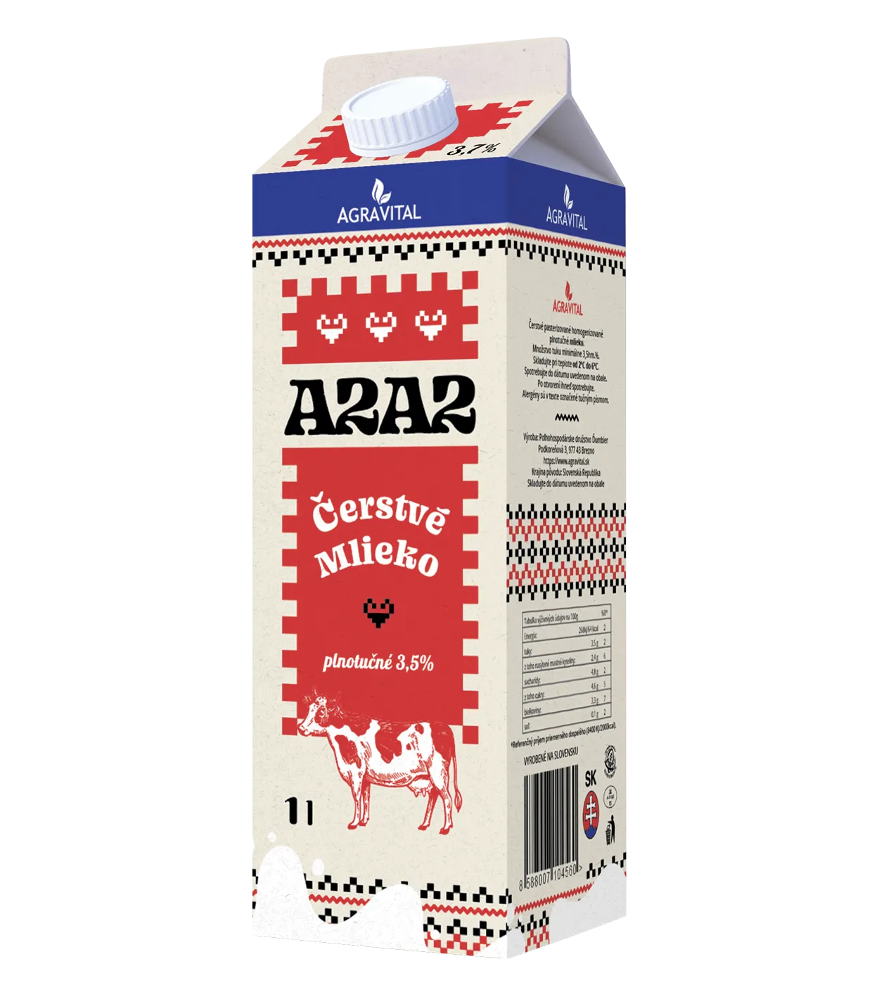 A2A2 Farmárske plnotučné mlieko 1 liter / 3,5 %  Čerstvé