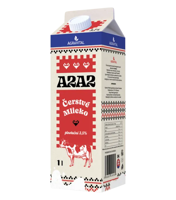 A2A2 Farmárske plnotučné mlieko 1 liter / 3,5 %  Čerstvé